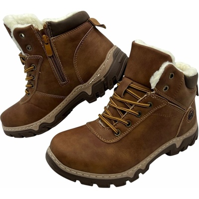 Chlapecké zimní boty na šněrování 01 hnědá