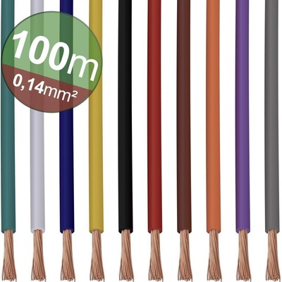 Quadrios 22CW001 Sortiment laniek, 1 x 0.14 mm², biela, modrá, hnedá, oranžová, zelená, žltá, sivá, fialová, čierna, čer