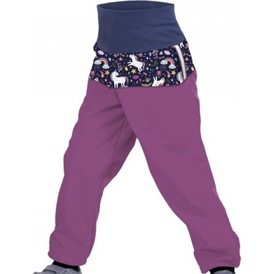Unuo dětské softshellové kalhoty BATOLE Jednorožci ostružinová