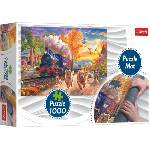 Trefl Комплект килимче и пъзел Trefl от 1000 части - По-бързи от влака (94069)