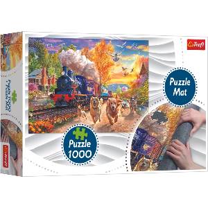 Trefl Комплект килимче и пъзел Trefl от 1000 части - По-бързи от влака (94069)