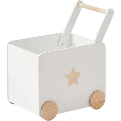 Ginger Home Кутия за играчки с колела Ginger Home - Дървена, бяла, 38 х 45 х 54 cm (JWTR-3330)