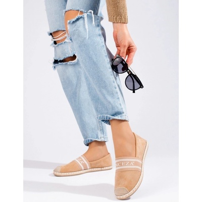 Vinceza Luxusní espadryly béžové dámské bez podpatku