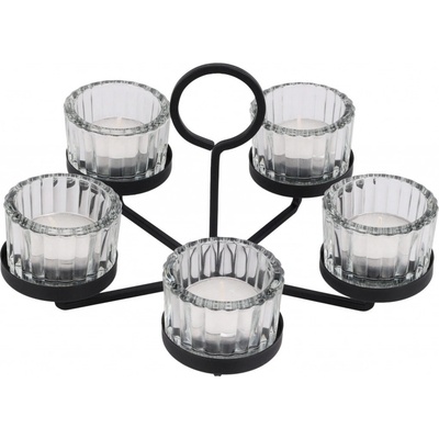 Home Styling Collection Svícen na tealight, kov a sklo, 21 x 21 x 12 cm černá
