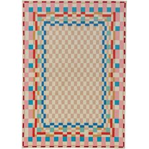 Flair Rugs Килим със смес от вълна 180x230 cm Checkered Border - Flair Rugs (503119381711)