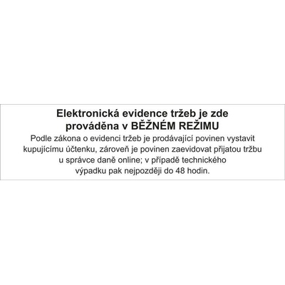 Walteco Elektronická evidencia tržieb - bežný, 150x40mm, samolepka Množstvo: 1 ks , 20099