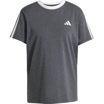 adidas Дамска тениска Adidas Essentials 3 Stripe T-Shirt Womens - Charcoal Grey