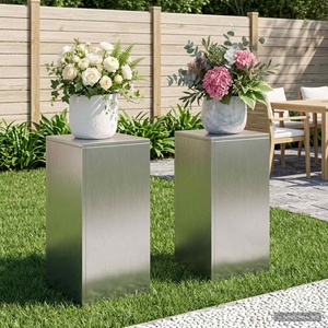 vidaXL Стойка за растения 2 pcs Сребристо 30 x 30 x 60 cm Стомана (8012483)