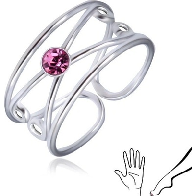 Šperky eshop Stříbrný prsten 925 kulatý světle fialový zirkon zdvojená smyčka AA31.05