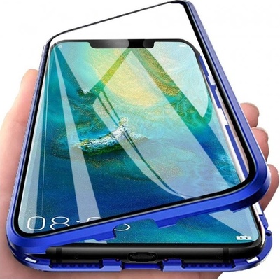 Púzdro Beweare Magnetické obojstranné s tvrdeném sklom na iPhone 13 Pro - modré