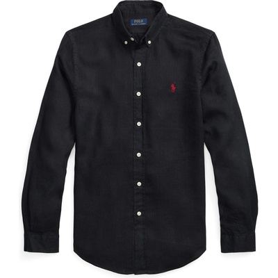 Ralph Lauren Риза с дълъг ръкав Polo Ralph Lauren Linen Long Sleeve Shirt - Polo Black
