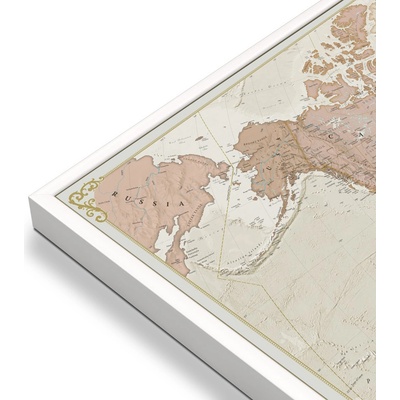Maps International Svět - nástěnná mapa Antique 136 x 84 cm Varianta: mapa v hliníkovém rámu, Provedení: bílý rám