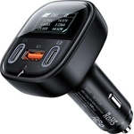 ACEFAST - Зарядно за кола (B5) - Бързо зареждане, OLED цифров дисплей, 2x Type-C, USB, 101W, цинкова сплав - черно