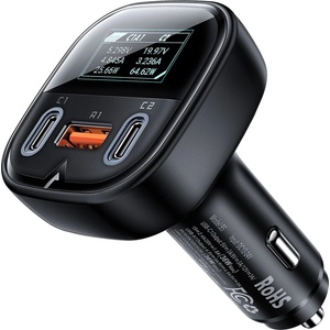ACEFAST - Зарядно за кола (B5) - Бързо зареждане, OLED цифров дисплей, 2x Type-C, USB, 101W, цинкова сплав - черно