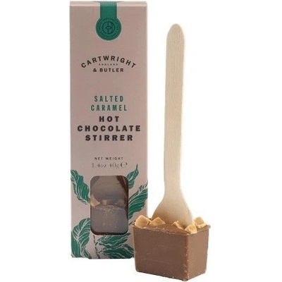 Cartwright & Butler Hot Chocolate Stirrer Salted Caramel Čokoláda s kousky slaného karamelu na lžičce 40 g