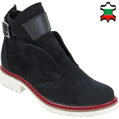 Български обувки Дамски летни боти от естествен велур с перфорация