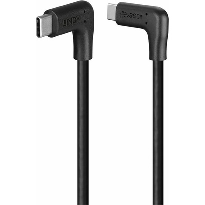 Lindy Кабел Lindy, от USB-C(m) към USB-C(m), 0.5m, USB-C 90° / 4K, черен (32022)