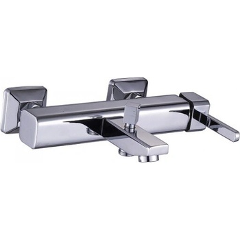 Inter Ceramic Стенен смесител за вана и душ Куарто ICF 148901 C, месинг, хром, с душ, държач и шлаух, 4.3x17см (148901)