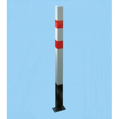 Parkovací sloupek BASIC – ocel, bílo-červená, 1050 mm, pevný k zabetonování