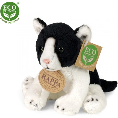 Rappa Плюшено коте седящо черно и бяло 14 см. - серия Еко приятели - Rappa (204492-1)