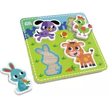 KIDS HITS Детски хитове: Дървен пъзел с форми - Животните на фермата (kh20/034)