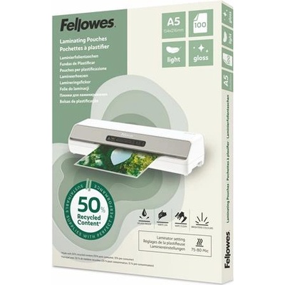 Fellowes Термоламиниращо фолио, 80 микрона, A5, гланц, 100 бр. , FELLOWES "Light" 100143440 (100143440)