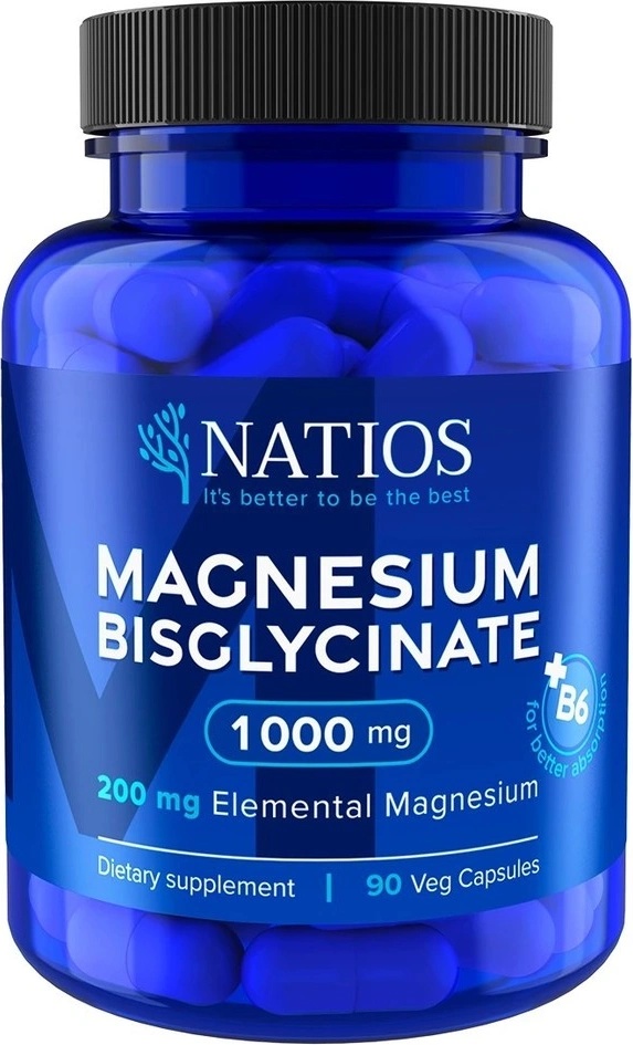 Tohle je absolutní vítěz srovnávacího testu - produkt Natios Magnesium Bisglycinate 1000 mg + B6 90 veg. kapslí elem. hořčík 200 mg