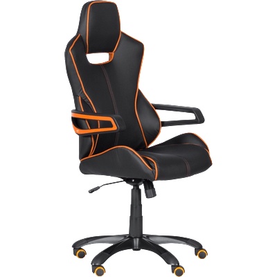 Bittel Геймърски стол Carmen 7513, До 130 кг, Еко кожа, Регулиране на люлеенето, Силиконови колелца, Черен/оранжев