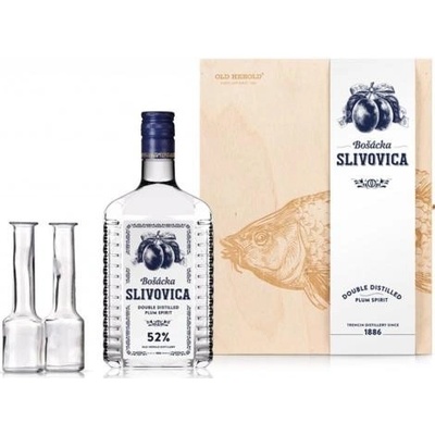 Slivovica Pravá Bošácka kazeta Ryba 52% 0,7 l (darčekové balenie 2 poháre)