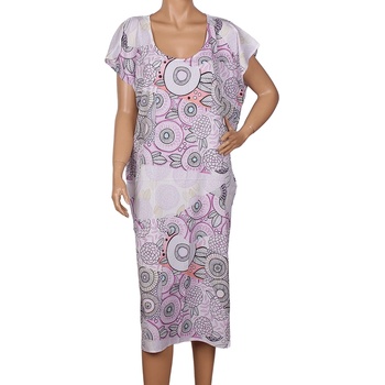 Image 1 of Копринена туника за плаж с лилави орнаменти