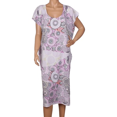 Копринена туника за плаж с лилави орнаменти