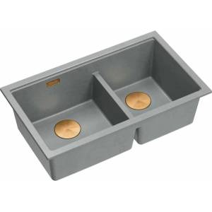 Quadron Мивка за под плот Quadron Logan 120 от композитен материал, сива - медна, 76x45 см (HQL7645U5_PVDC1_U) Мивка за вграждане