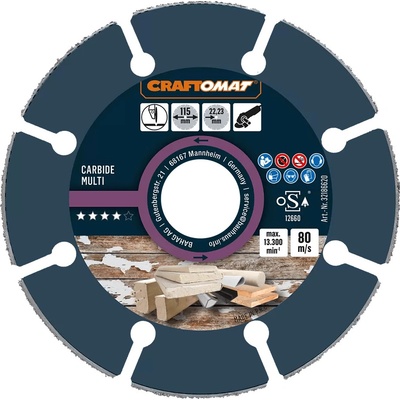 Craftomat Řezný kotouč Carbide Multi, ø 115 × 22,23 mm, 13000 ot./min. 6680020