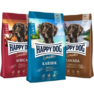 Happy Dog kombinované bez obilovin 3 x 4 kg