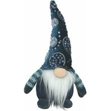 GOBA Vianočná dekorácia – škriatok modrý s flitrami, malý