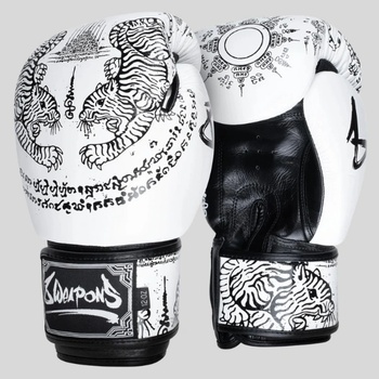 8Weapons Боксови Ръкавици 8 Weapons Sak Yant Tigers White/Black - 14 oz