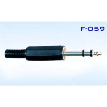 Image 1 of Royal Конектор f-059, стерео жак 6.3мм мъжки, за монтаж към кабел, пластмаса, черен