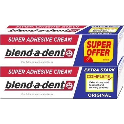 Blend-a-dent Extra Strong Original Super Adhesive Cream Fixačný krém na zubnú náhradu 2 x 47 g