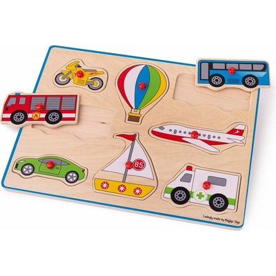 Bigjigs Toys Vkladacie puzzle dopravné prostriedky s úchytom