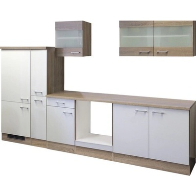 Flex Well Kuchyňský blok Samoa 300 cm barva čela bílá sonoma dub matná barva korpusu sonoma dub – Zboží Mobilmania