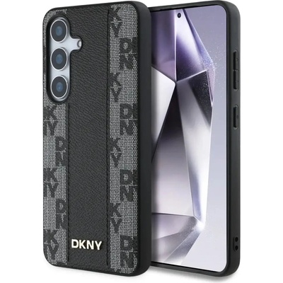 DKNY кожен кариран калъф MagSafe за Samsung Galaxy S25 черен (3666339423544)