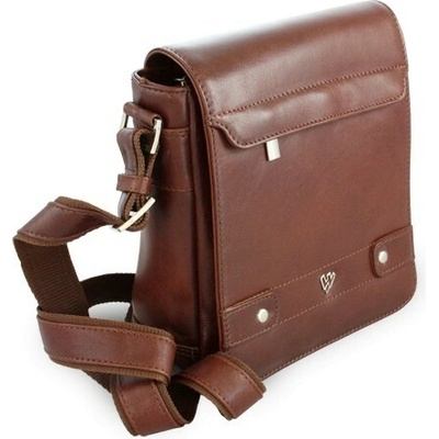 Arwel Hnědý pánský kožený crossbag s klopnou Callum