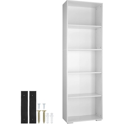 tectake Regál na knihy Lexi – 5 přihrádek 60x30x190cm