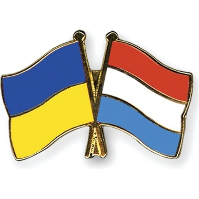 Odznak (pins) 22mm vlajka Ukrajina+Lucembursko - barevný