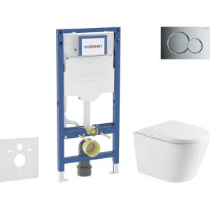 Geberit Duofix - Комплект за вграждане в стена, тоалетна чиния Nefia и седалка с плавно затваряне, бутон Sigma01, лъскав хром SANI11CA1161 (SANI11CA1161)