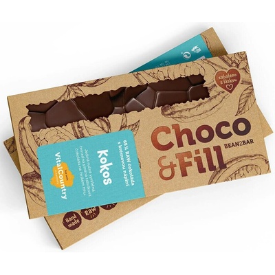 Choco & Fill Raw plněná čokoláda 65% Kokos 100 g