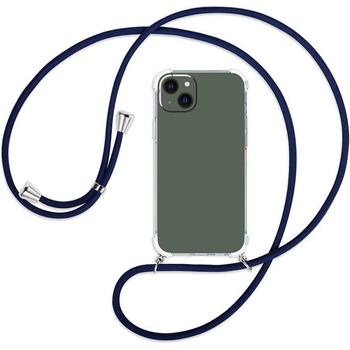 Pouzdro SES Průhledné silikonové ochranné se šňůrkou na krk Xiaomi Redmi Note 10 Pro - tmavě modré