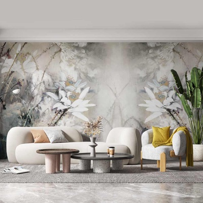 Decono Фототапет Абстрактни Бели Цветя