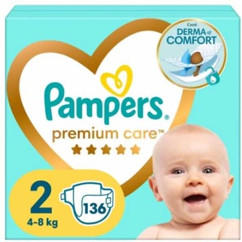 Pampers Бебешки пелени Pampers Premium Care - Mini, Размер 2, 4-8 kg, 136 броя (1100017444)