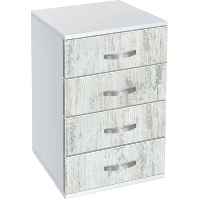 Bogdan Furniture G Скрин с чекмеджета Memo. bg, модел BM-Ava 500, бял гланц и кристал